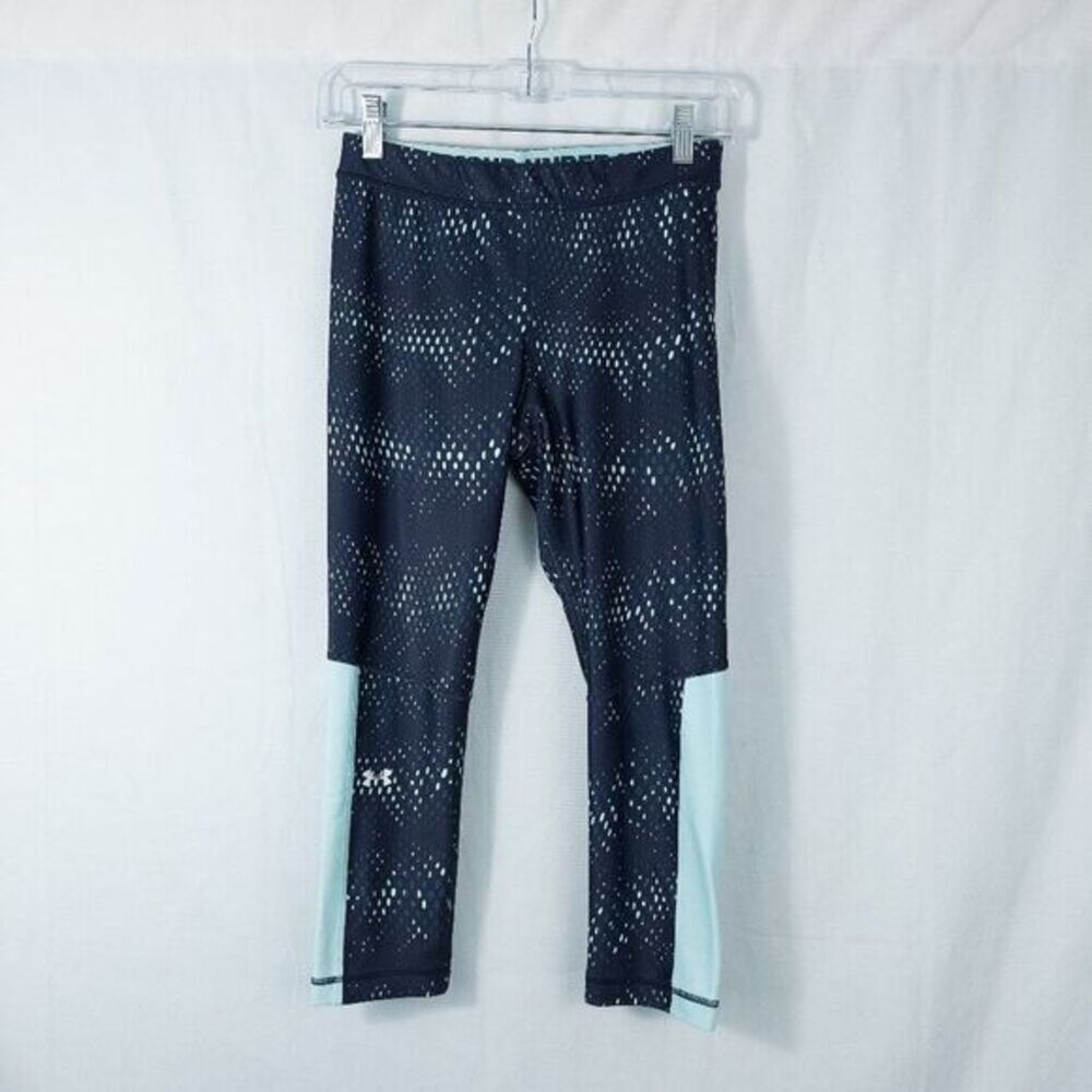 Under Armour HeatGear‎ Cropped Leggings Womens Medium Compression Blue Athletic